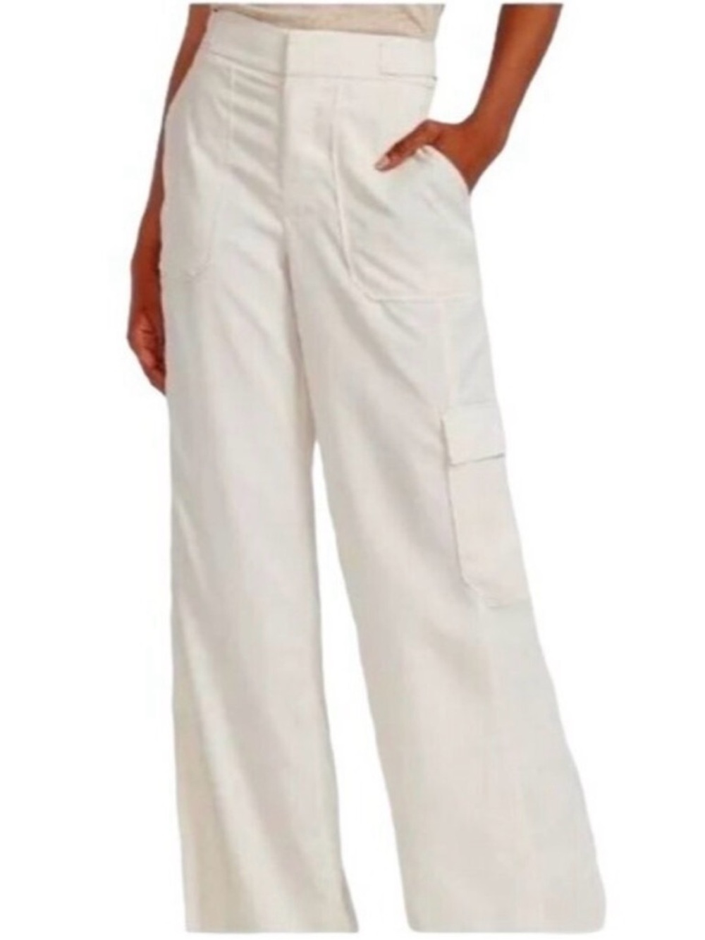 Express XTREME high rise Cream Wide-Leg Cargo Trousers XS